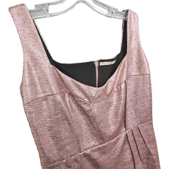Emilia Wickstead Judi Crepe Rose Gold Metalic Sleeveless Cocktail Mini Dress - Picture 7 of 17